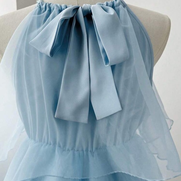 SHEIN Elegant Light Blue Layered Kids Dress - Picture 4 of 7